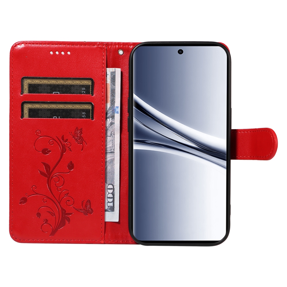 Flowers knižkové púzdro na Xiaomi Poco M8 5G/Redmi Note 15 5G/Note 15 4G - červené