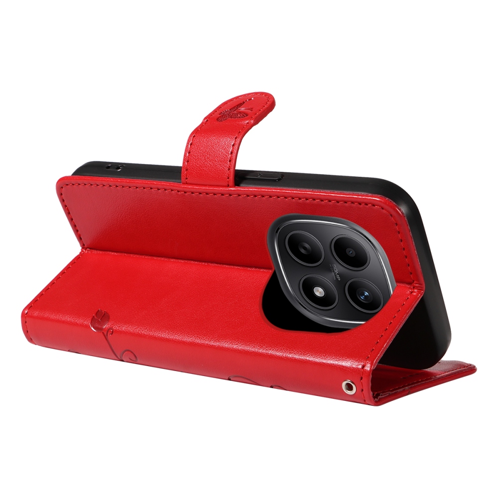 Flowers knižkové púzdro na Xiaomi Poco M8 5G/Redmi Note 15 5G/Note 15 4G - červené