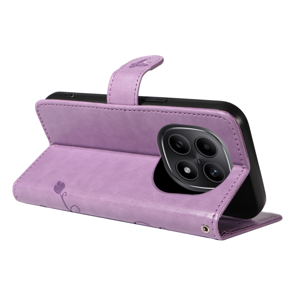 Flowers knižkové puzdro na Xiaomi Poco M8 5G/Redmi Note 15 5G/Note 15 4G - fialové