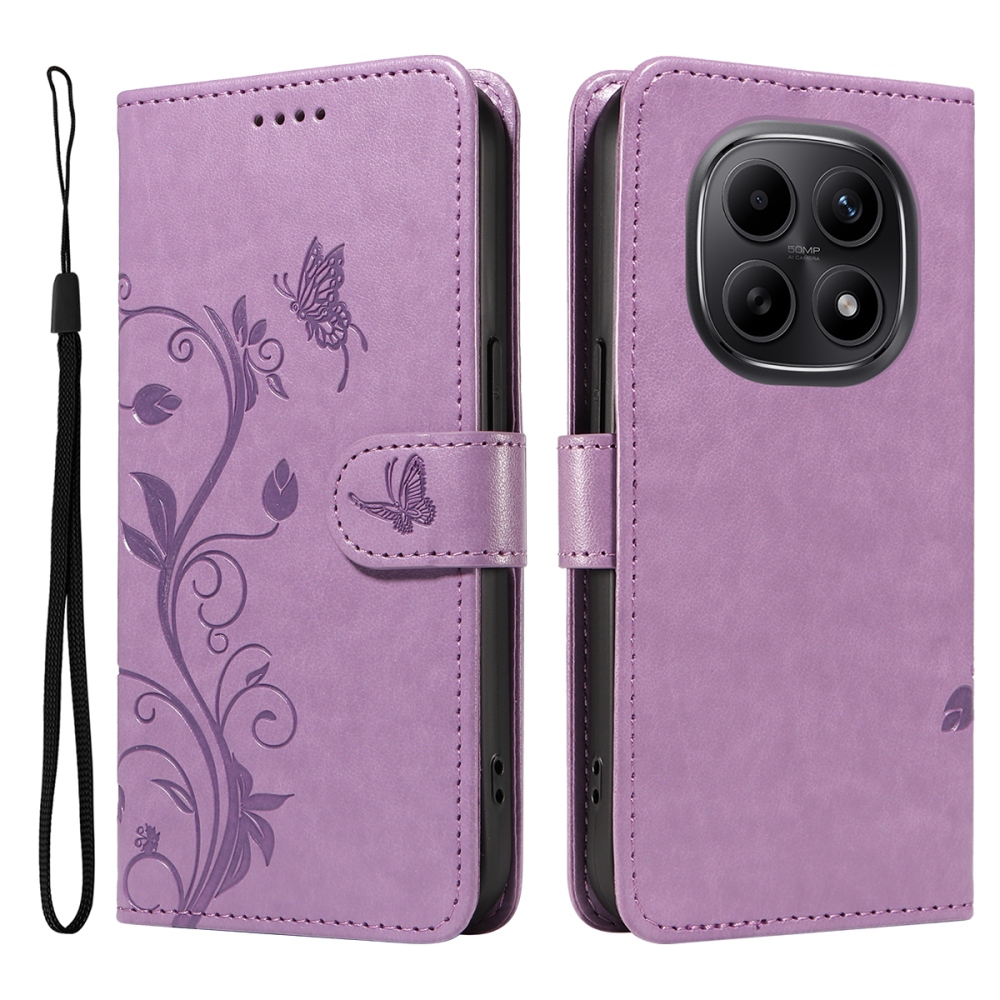 Flowers knižkové puzdro na Xiaomi Poco M8 5G/Redmi Note 15 5G/Note 15 4G - fialové