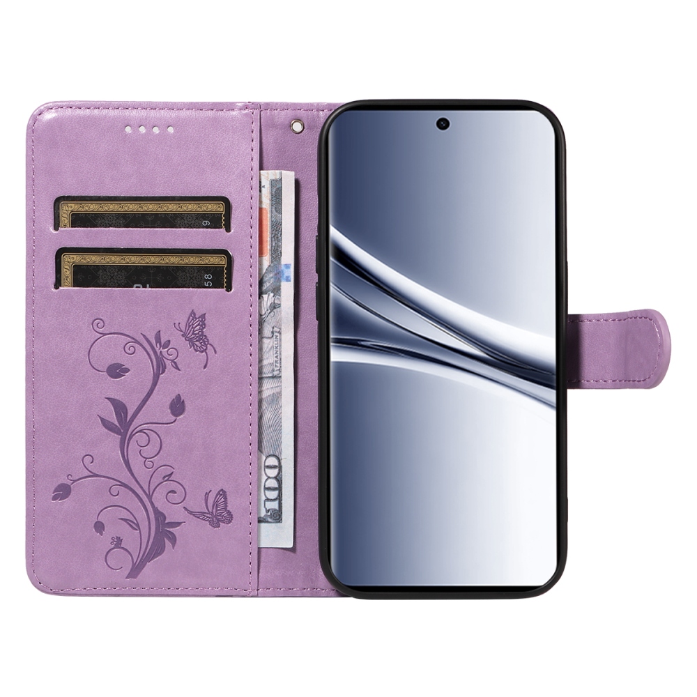 Flowers knižkové puzdro na Xiaomi Poco M8 5G/Redmi Note 15 5G/Note 15 4G - fialové