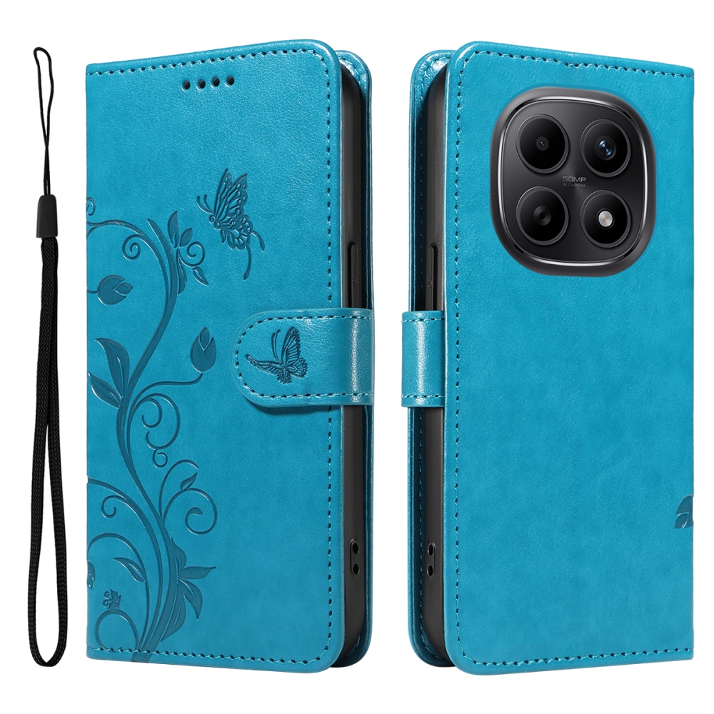 Flowers knižkové púzdro na Xiaomi Poco M8 5G/Redmi Note 15 5G/Note 15 4G - modré