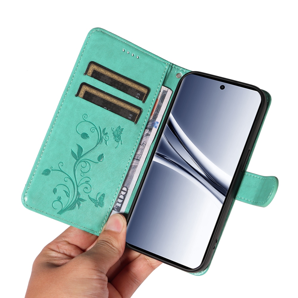Flowers knižkové púzdro na Xiaomi Poco M8 5G/Redmi Note 15 5G/Note 15 4G - modrozelené