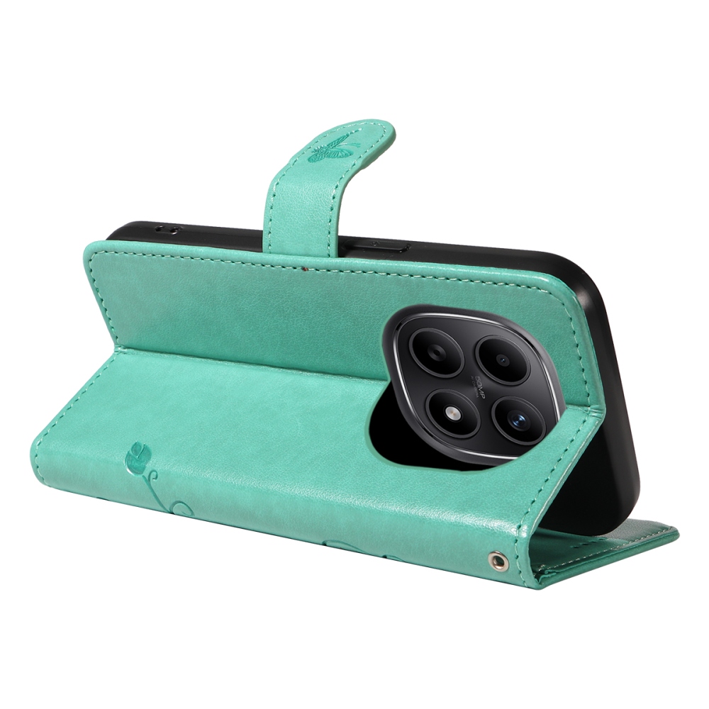 Flowers knižkové púzdro na Xiaomi Poco M8 5G/Redmi Note 15 5G/Note 15 4G - modrozelené