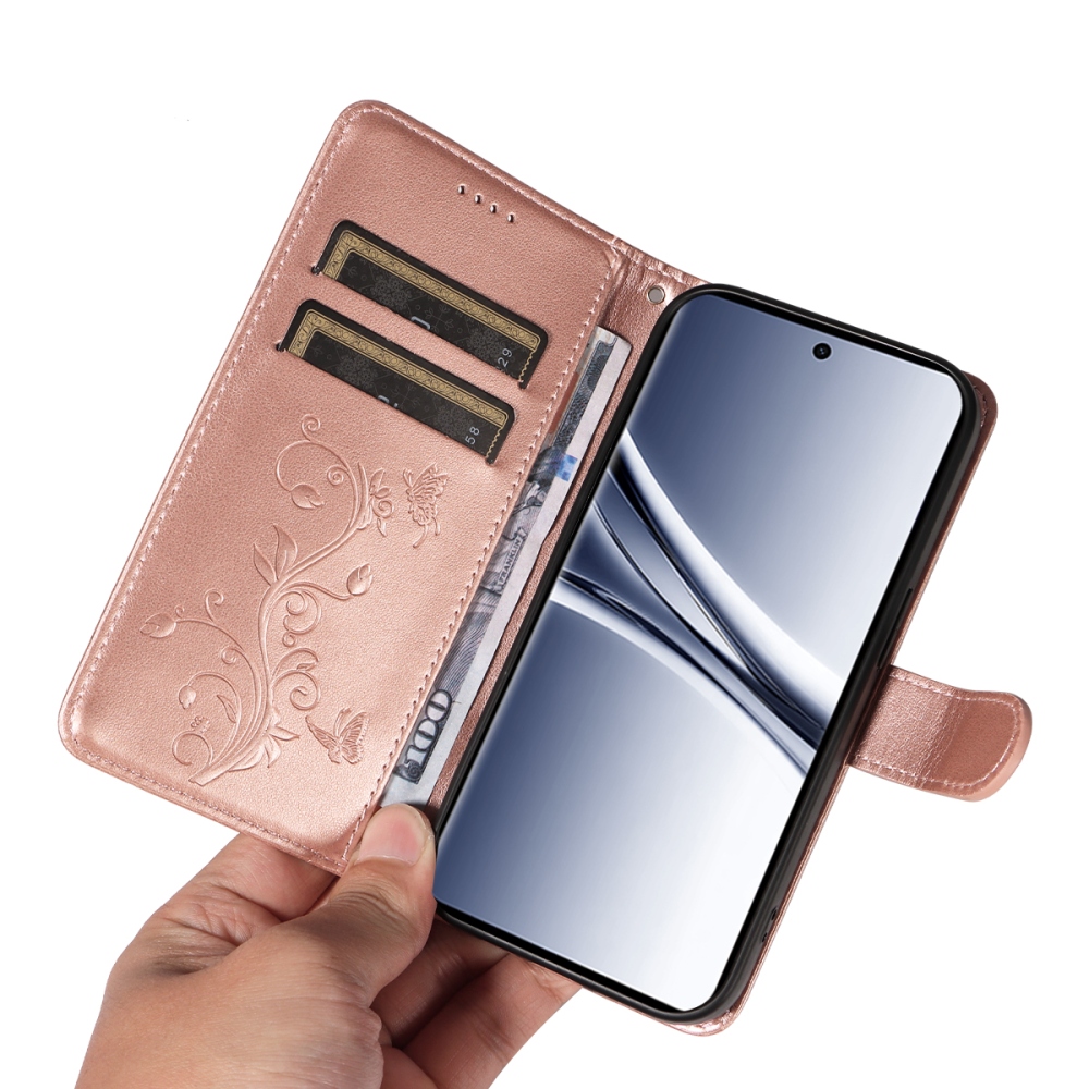 Flowers knižkové púzdro na Xiaomi Poco M8 5G/Redmi Note 15 5G/Note 15 4G - ružovozlaté