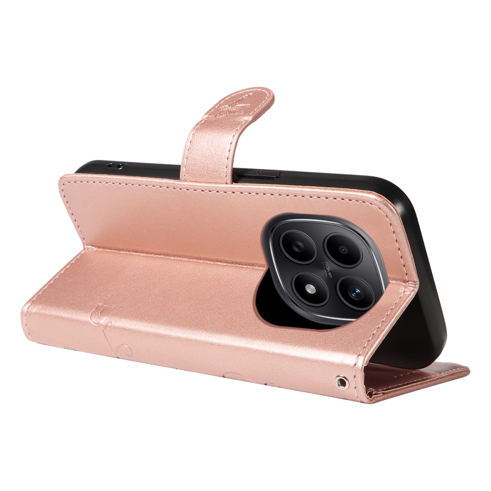 Flowers knižkové púzdro na Xiaomi Poco M8 5G/Redmi Note 15 5G/Note 15 4G - ružovozlaté