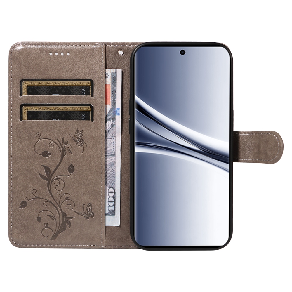 Flowers knižkové púzdro na Xiaomi Poco M8 5G/Redmi Note 15 5G/Note 15 4G - šedé