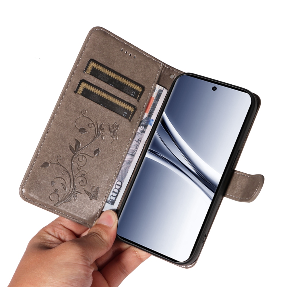 Flowers knižkové púzdro na Xiaomi Poco M8 5G/Redmi Note 15 5G/Note 15 4G - šedé