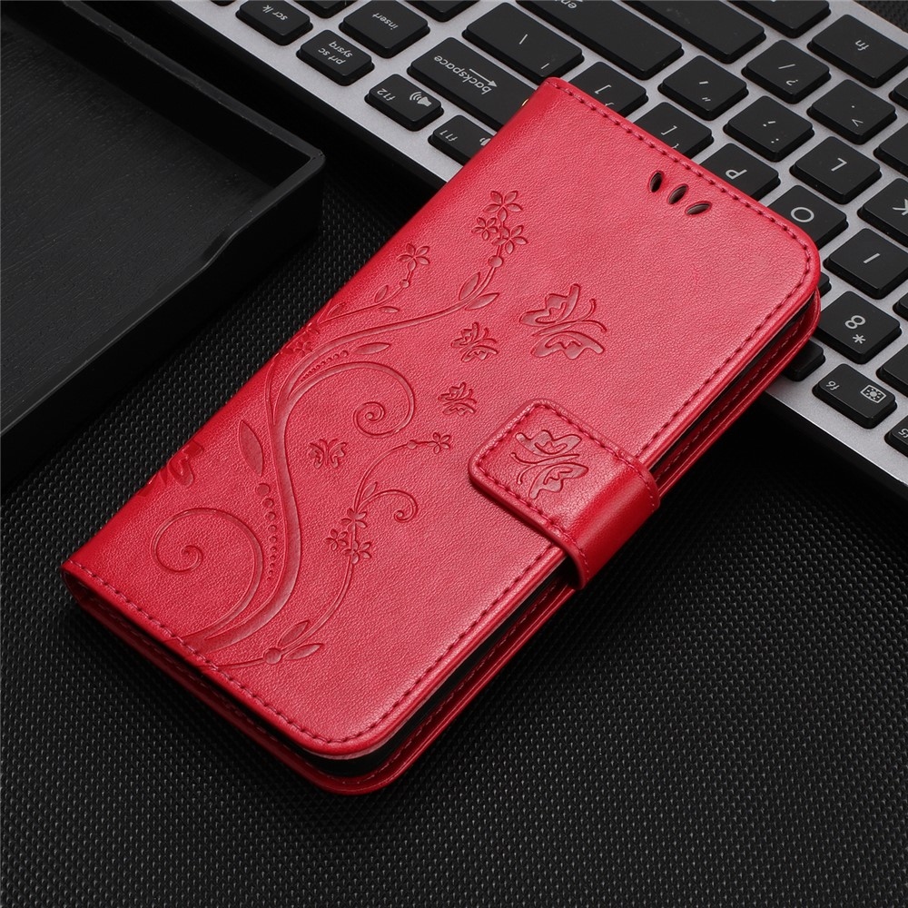 Flowers knižkové púzdro na Xiaomi Redmi 17 4G/5G - červené