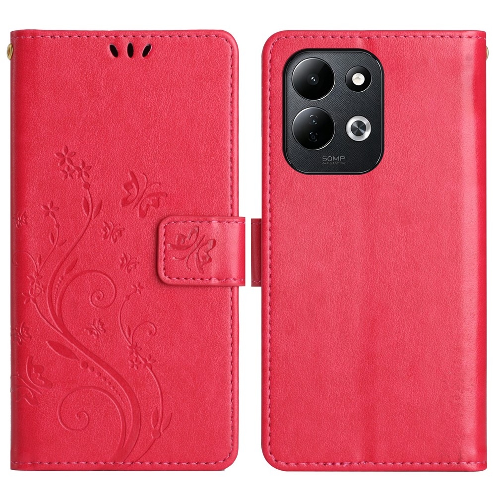 Flowers knižkové púzdro na Xiaomi Redmi 17 4G/5G - červené