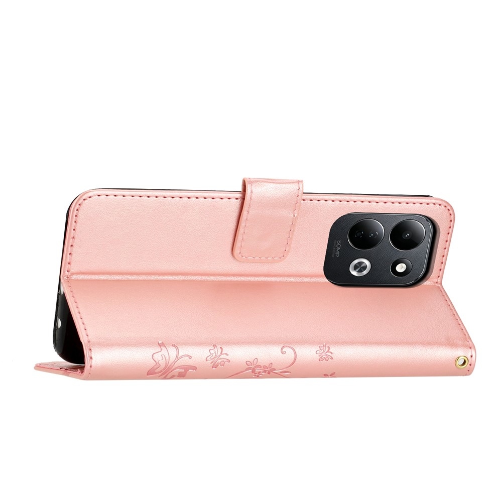 Flowers knižkové púzdro na Xiaomi Redmi 17 4G/5G - ružovozlaté