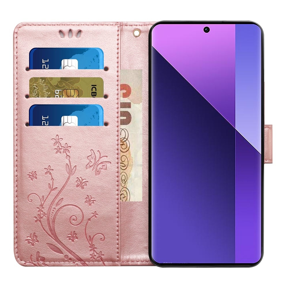 Flowers knižkové púzdro na Xiaomi Redmi 17 4G/5G - ružovozlaté