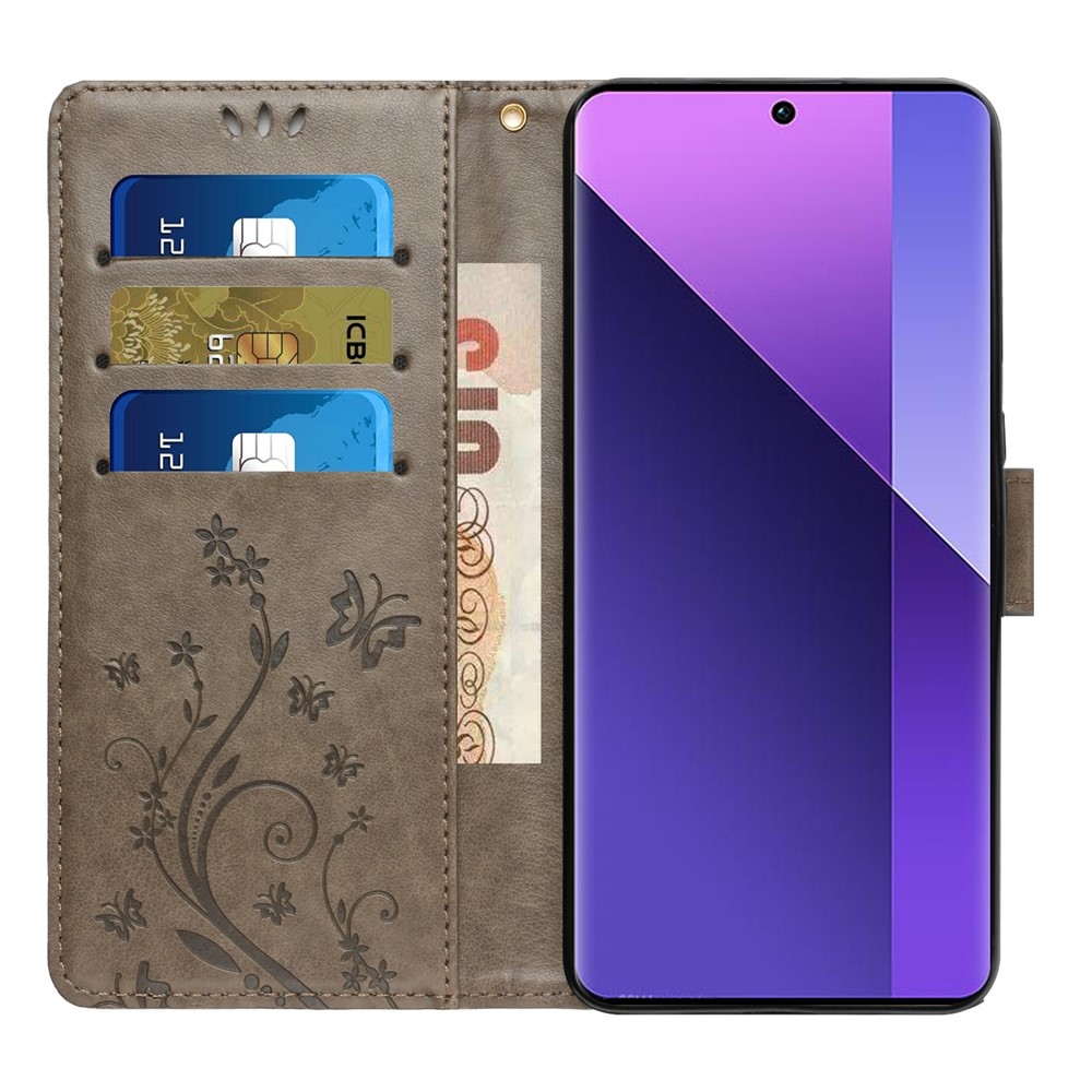 Flowers knižkové púzdro na Xiaomi Redmi 17 4G/5G - šedé