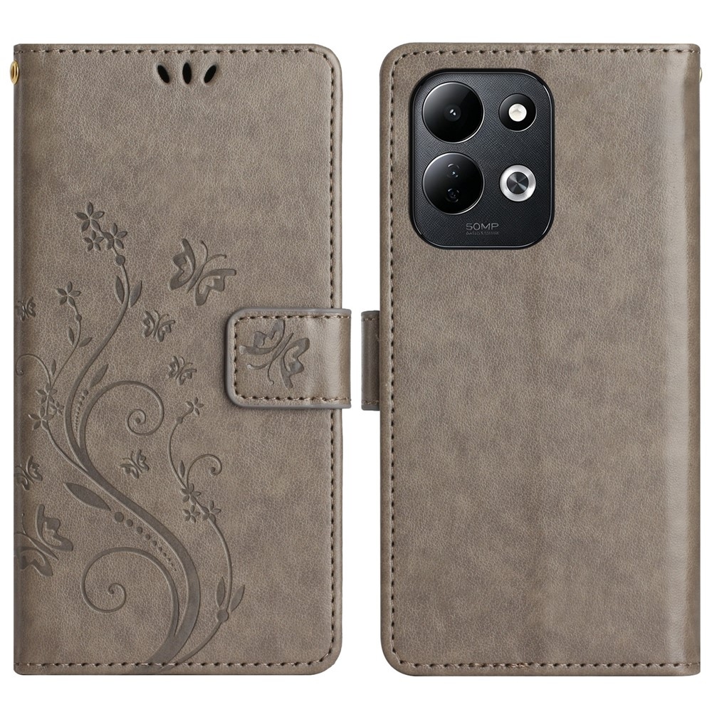 Flowers knižkové púzdro na Xiaomi Redmi 17 4G/5G - šedé