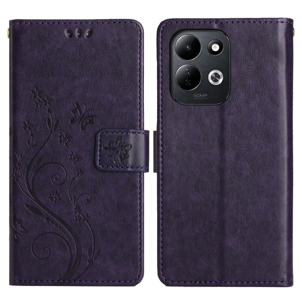Flowers knižkové puzdro na Xiaomi Redmi 17 4G/5G - tmavofialové