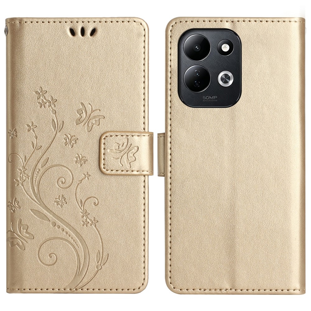 Flowers knižkové púzdro na Xiaomi Redmi 17 4G/5G - zlaté