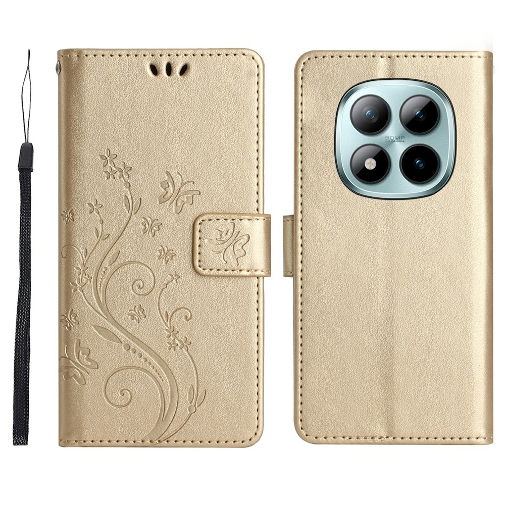 Flowers knižkové púzdro na Xiaomi Redmi Note 15 Pro 4G - zlaté