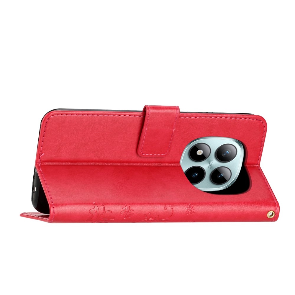 Flowers knižkové púzdro na Xiaomi Redmi Note 15 Pro+ 5G - červené