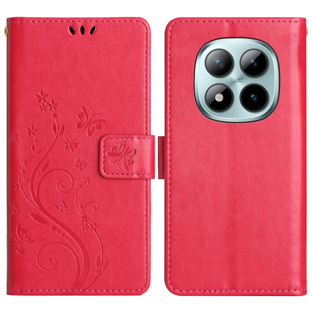 Flowers knižkové púzdro na Xiaomi Redmi Note 15 Pro+ 5G - červené