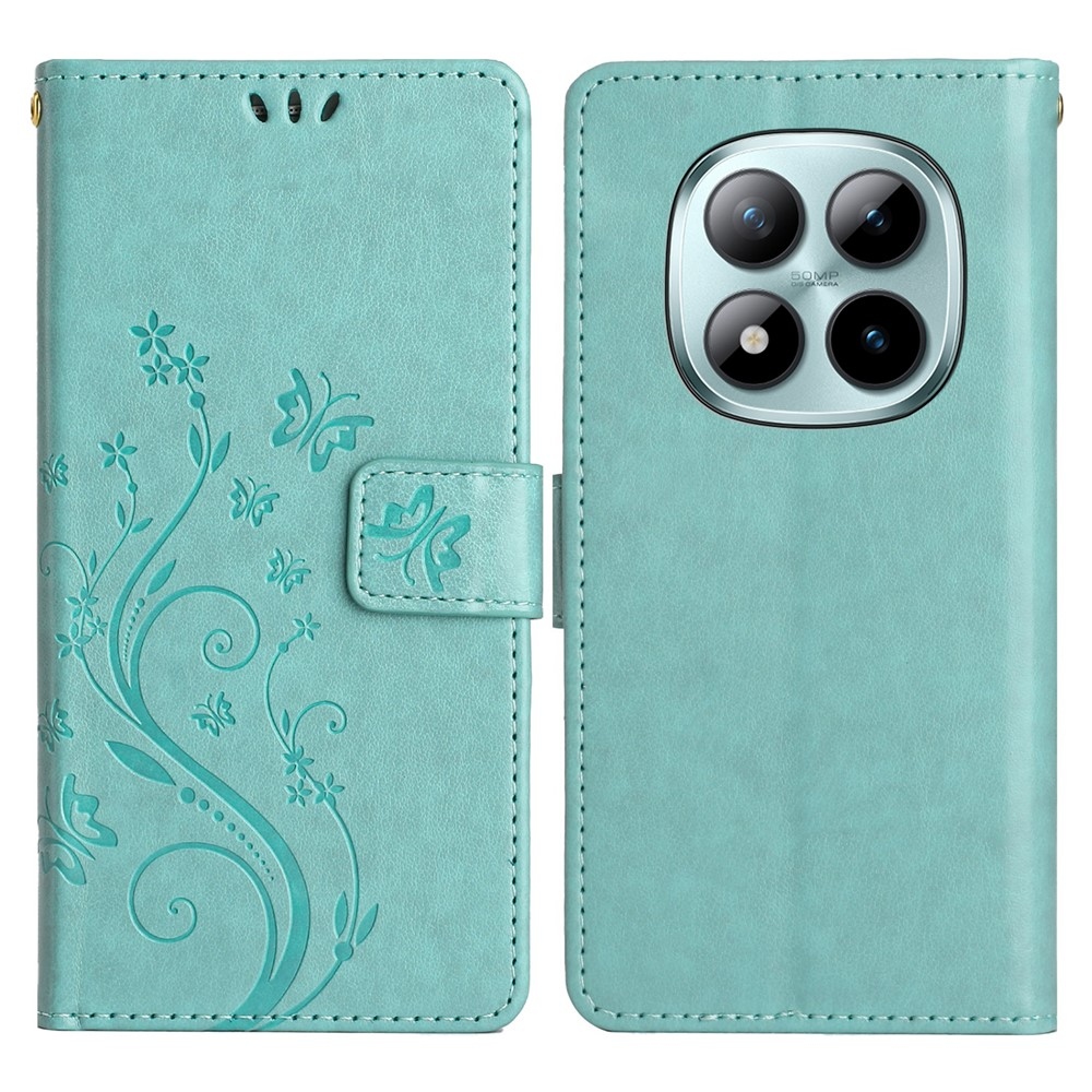 Flowers knižkové púzdro na Xiaomi Redmi Note 15 Pro+ 5G - modrozelené