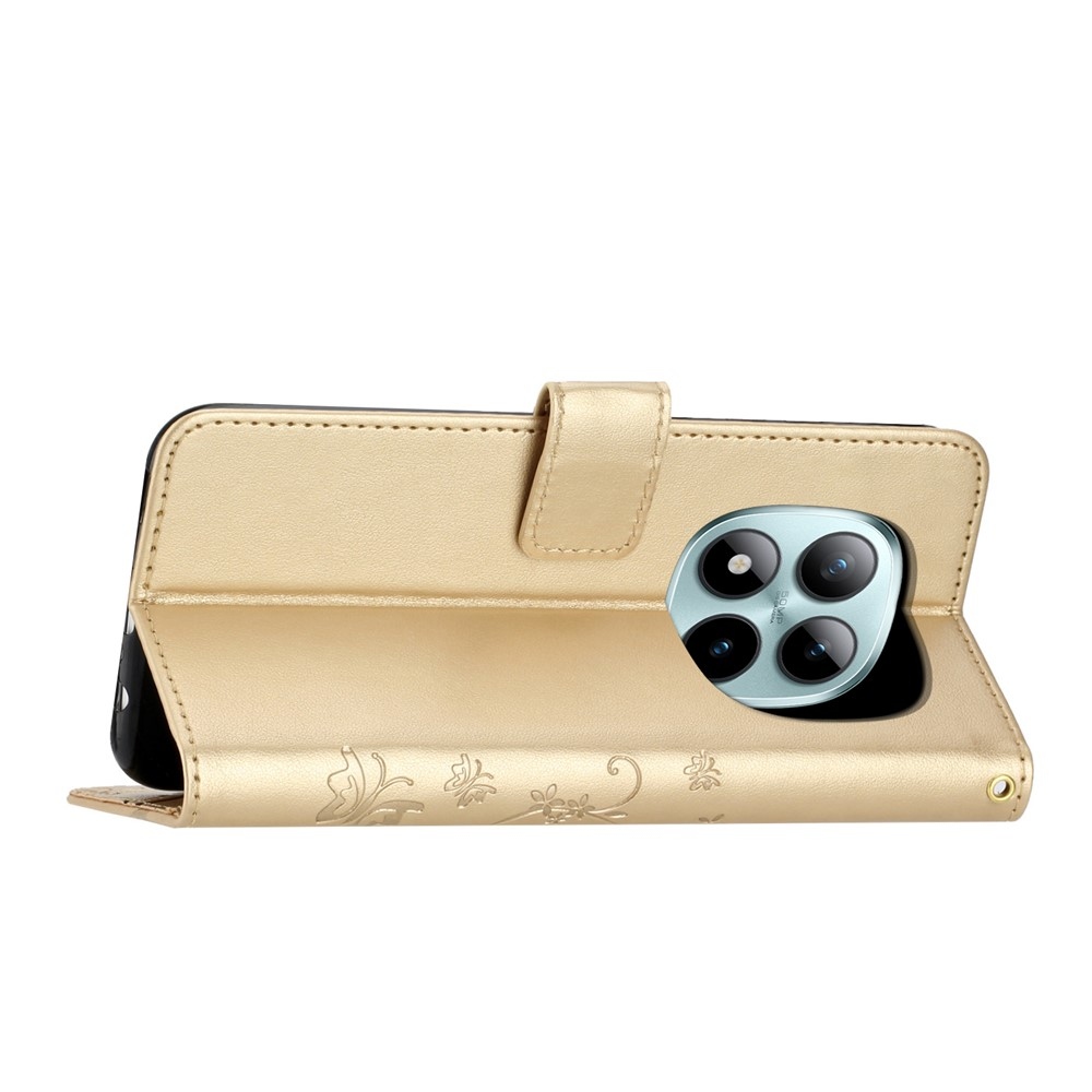 Flowers knižkové púzdro na Xiaomi Redmi Note 15 Pro+ 5G - zlaté