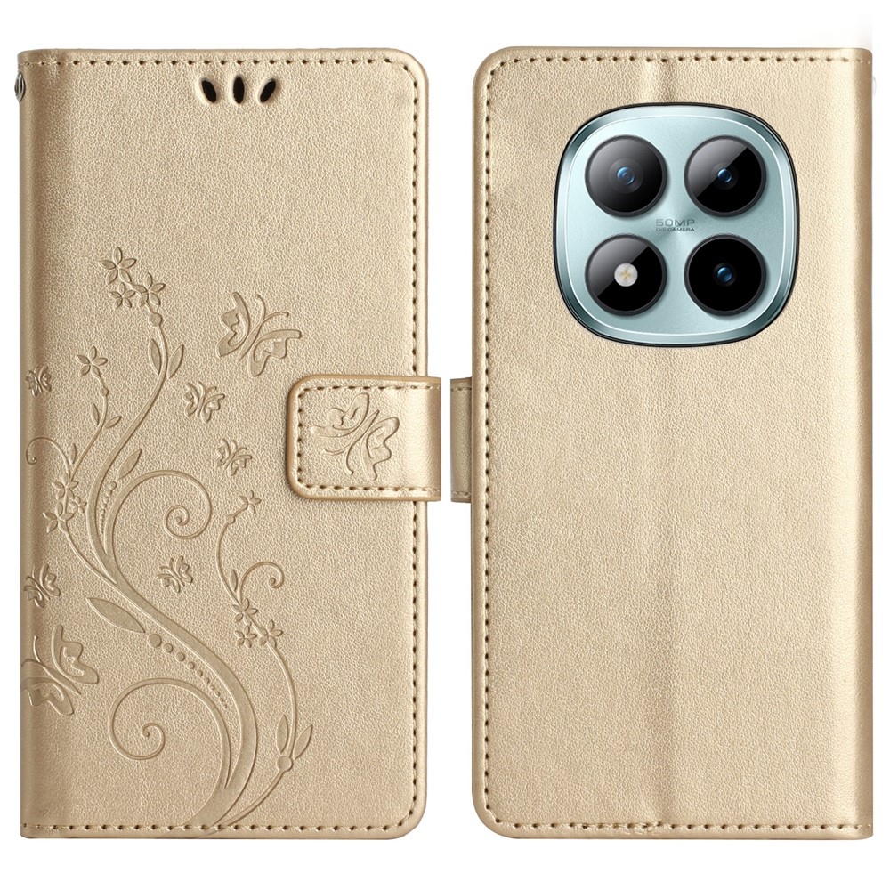 Flowers knižkové púzdro na Xiaomi Redmi Note 15 Pro+ 5G - zlaté