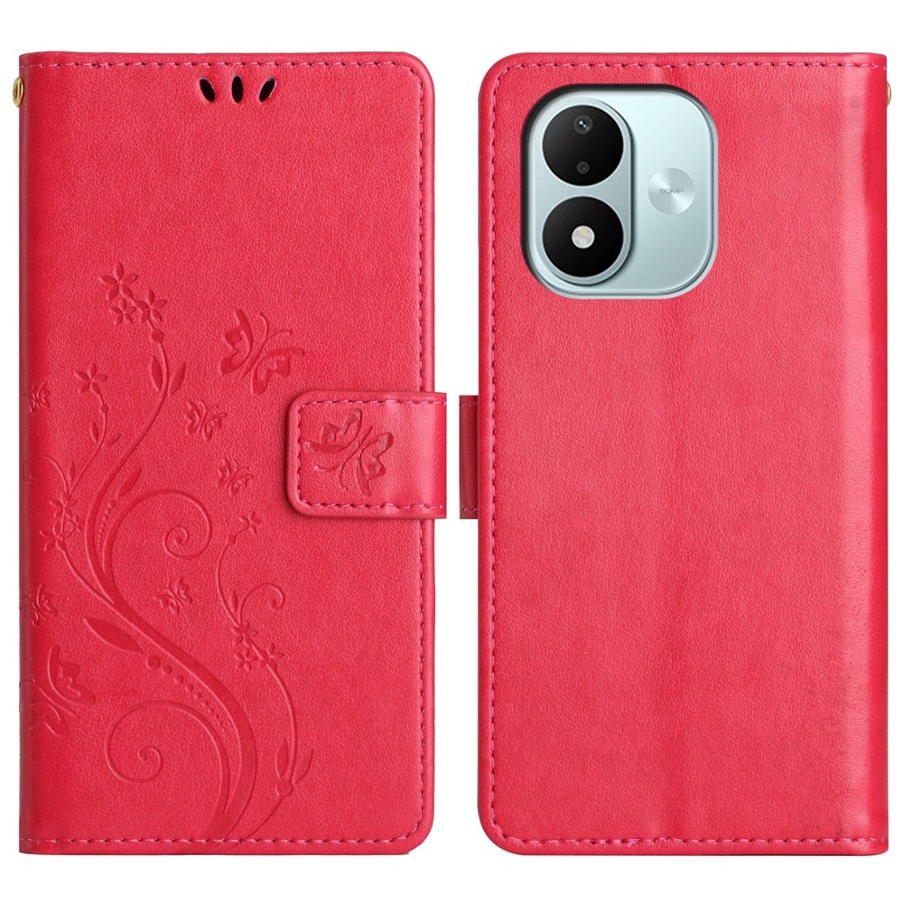Flowers knižkové púzdro na Xiaomi Redmi Note 17 4G/5G - červené
