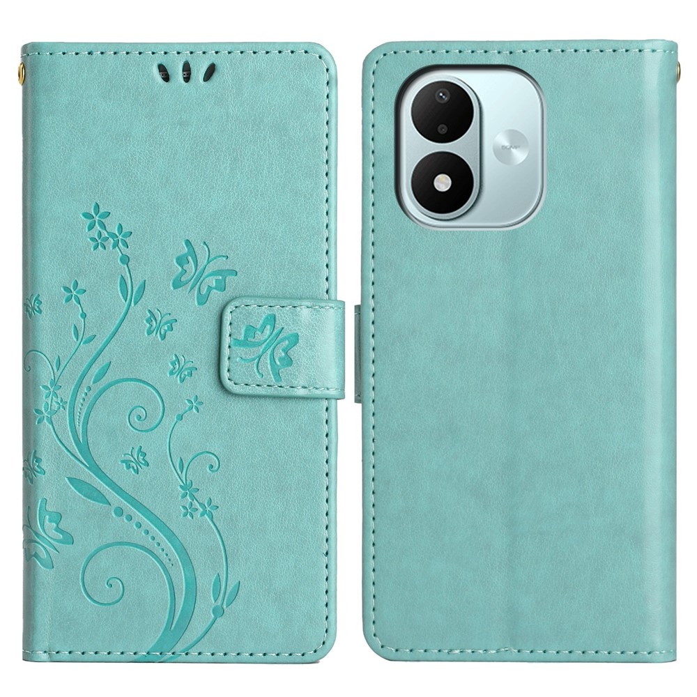 Flowers knižkové púzdro na Xiaomi Redmi Note 17 4G/5G - modrozelené