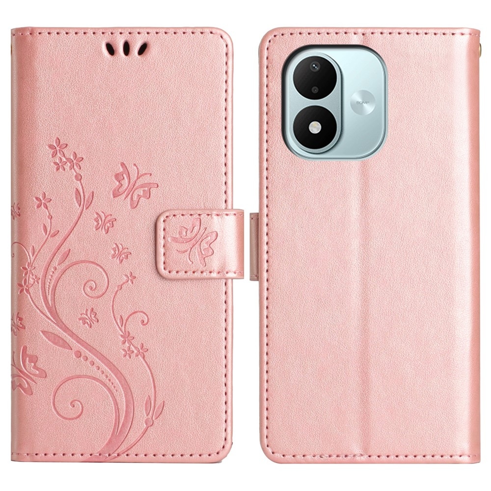 Flowers knižkové púzdro na Xiaomi Redmi Note 17 4G/5G - ružovozlaté