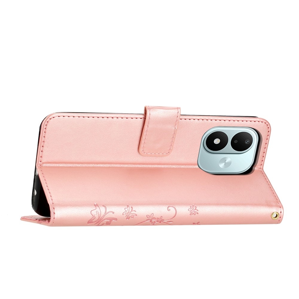 Flowers knižkové púzdro na Xiaomi Redmi Note 17 4G/5G - ružovozlaté