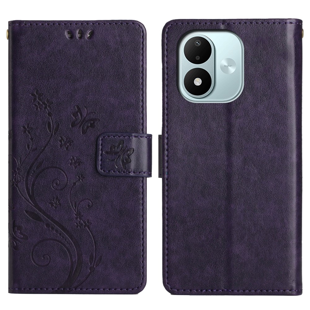 Flowers knižkové púzdro na Xiaomi Redmi Note 17 4G/5G - tmavofialové