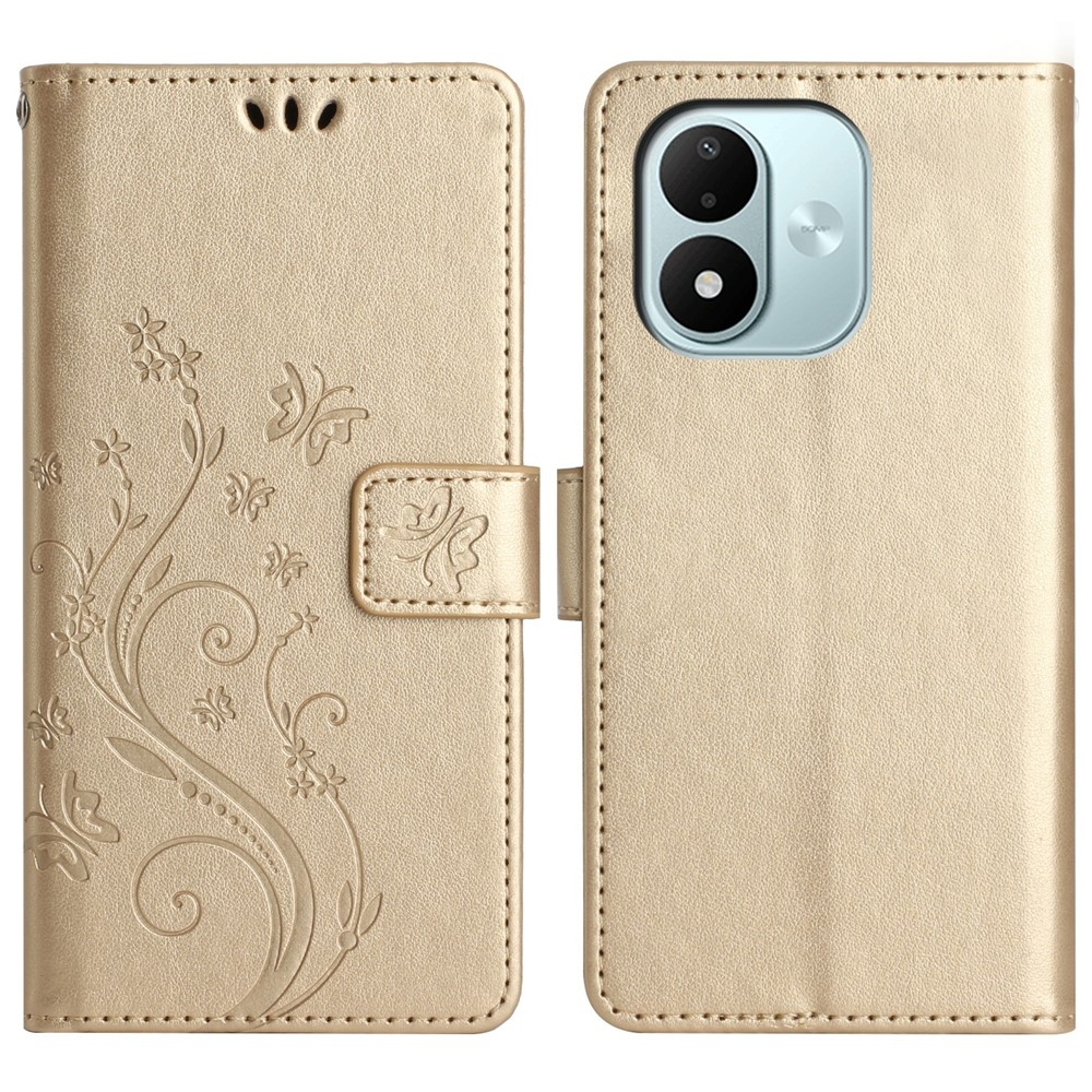 Flowers knižkové púzdro na Xiaomi Redmi Note 17 4G/5G - zlaté