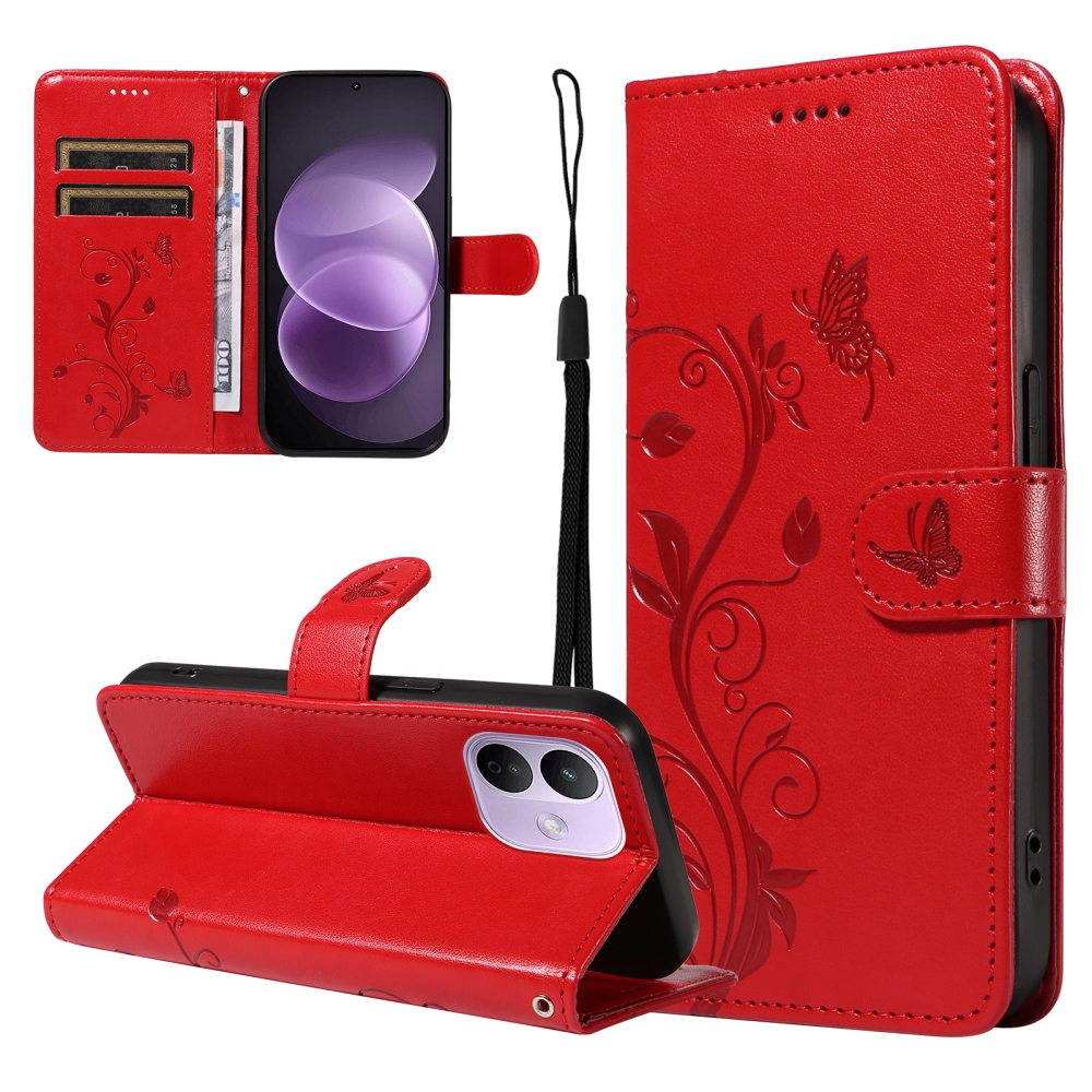 Flowers knižkové púzdro na Xiaomi Redmi Note 17 Pro 5G - červené