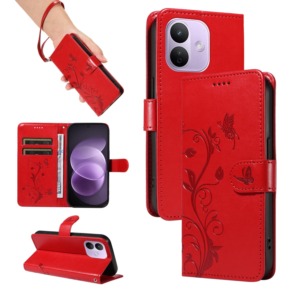 Flowers knižkové púzdro na Xiaomi Redmi Note 17 Pro 5G - červené
