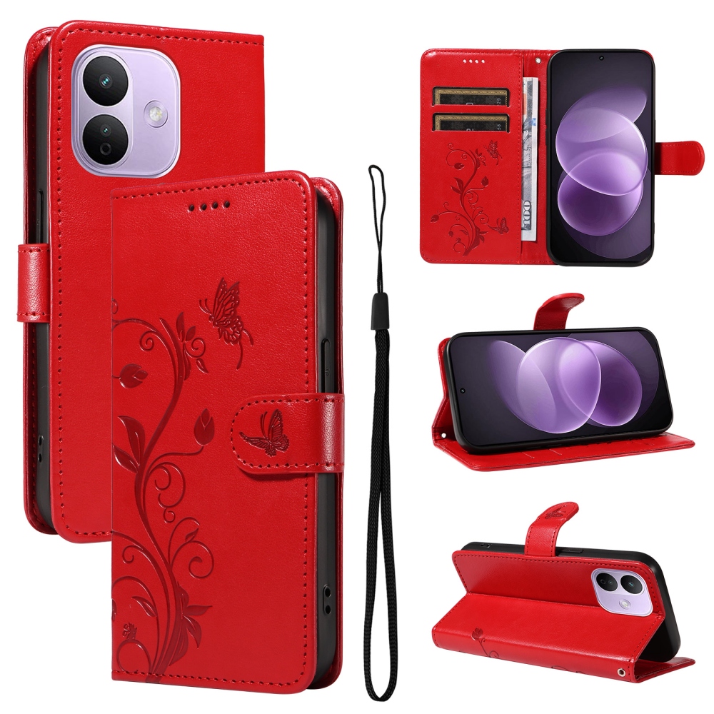 Flowers knižkové púzdro na Xiaomi Redmi Note 17 Pro 5G - červené