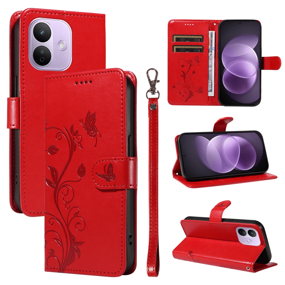 Flowers knižkové púzdro na Xiaomi Redmi Note 17 Pro 5G - červené