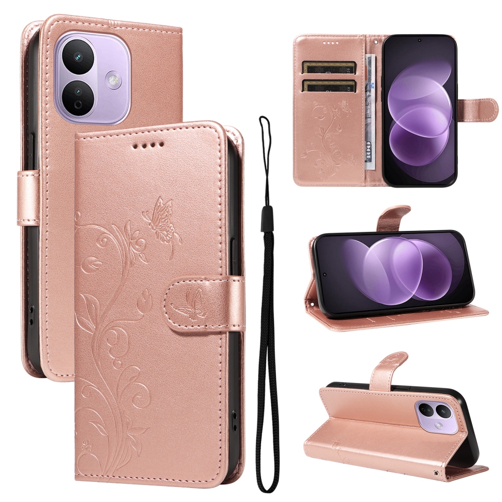 Flowers knižkové púzdro na Xiaomi Redmi Note 17 Pro 5G - ružovozlaté