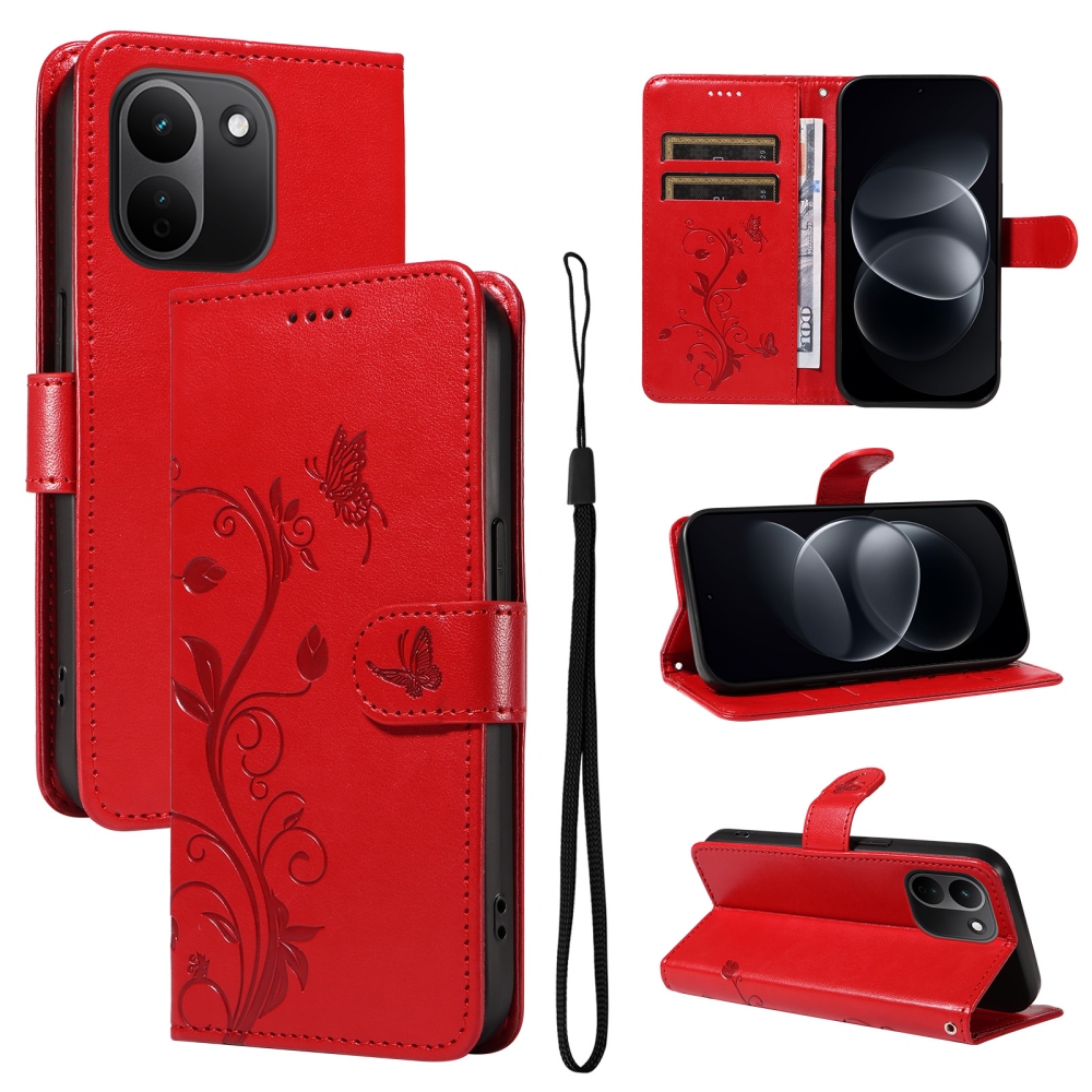 Flowers knižkové púzdro na Xiaomi Redmi Note 17 Pro Max 5G - červené