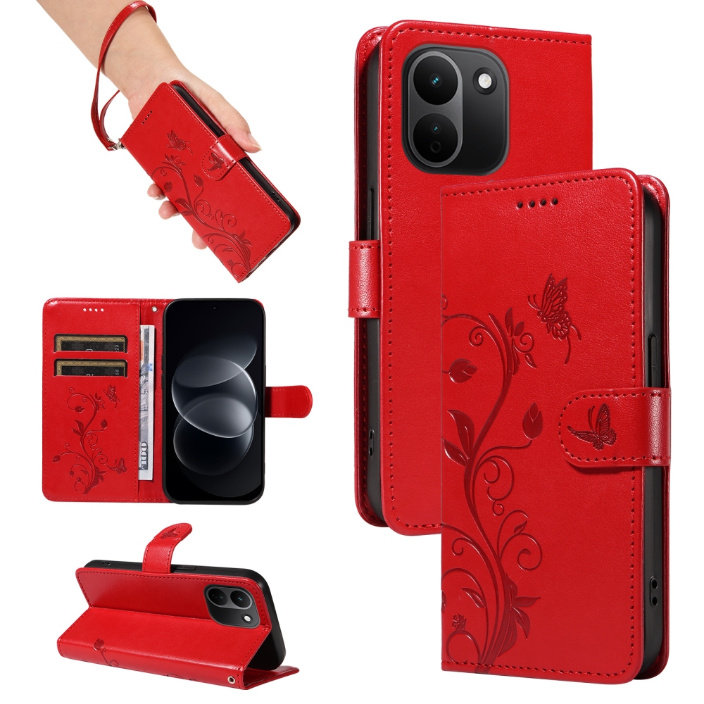 Flowers knižkové púzdro na Xiaomi Redmi Note 17 Pro Max 5G - červené