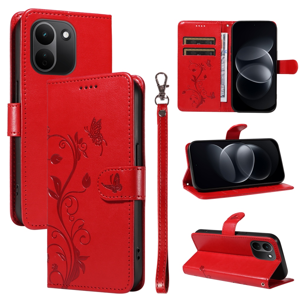 Flowers knižkové púzdro na Xiaomi Redmi Note 17 Pro Max 5G - červené