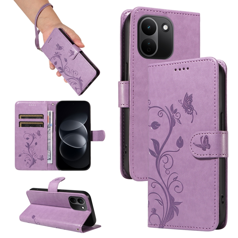 Flowers knižkové púzdro na Xiaomi Redmi Note 17 Pro Max 5G - fialové