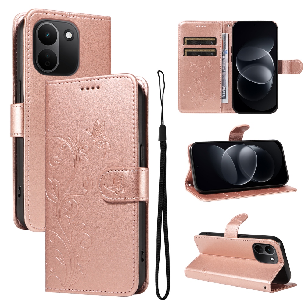 Flowers knižkové púzdro na Xiaomi Redmi Note 17 Pro Max 5G - ružovozlaté