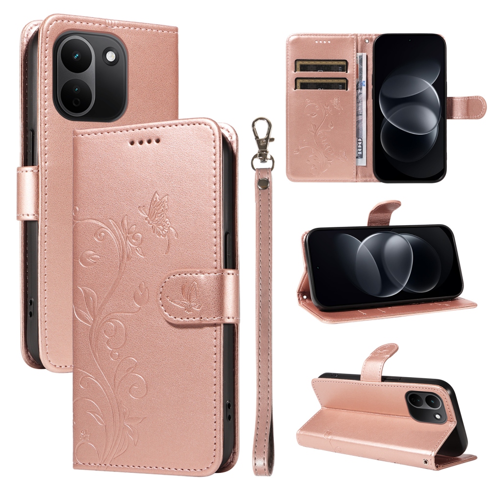 Flowers knižkové púzdro na Xiaomi Redmi Note 17 Pro Max 5G - ružovozlaté