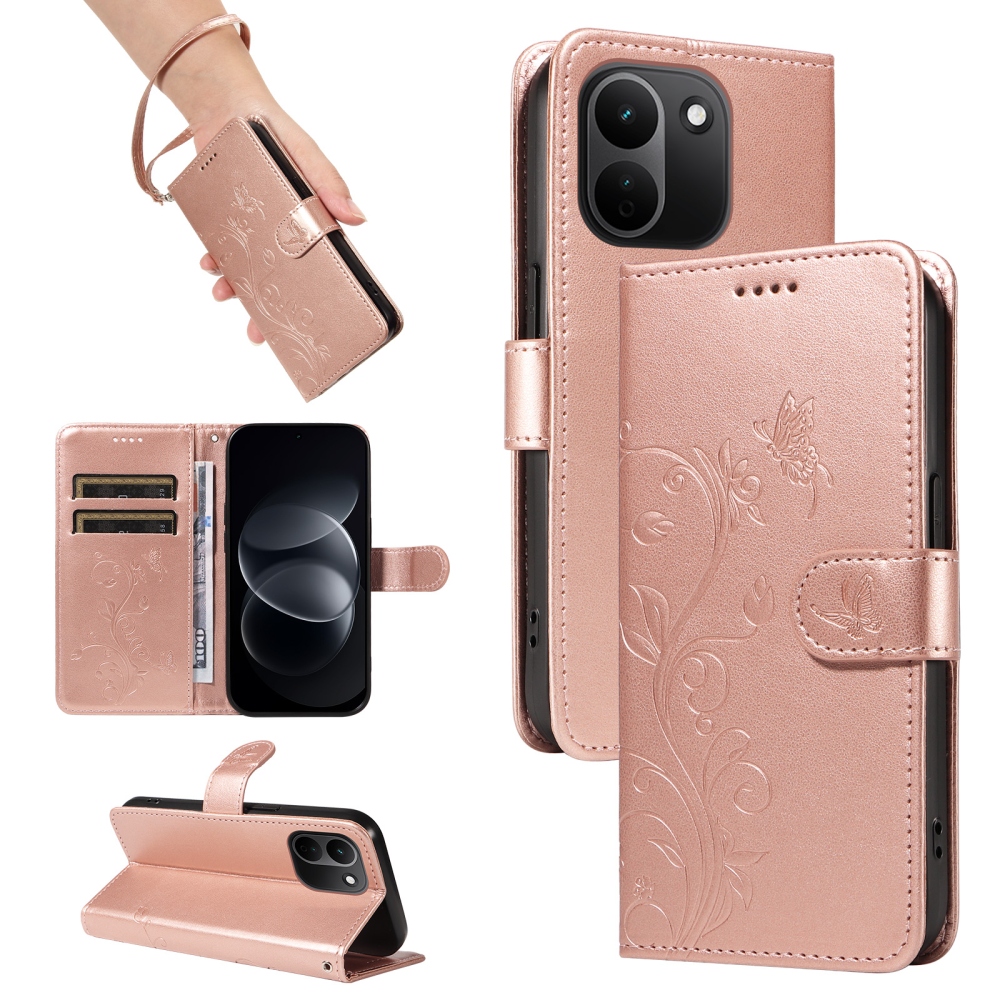 Flowers knižkové púzdro na Xiaomi Redmi Note 17 Pro Max 5G - ružovozlaté