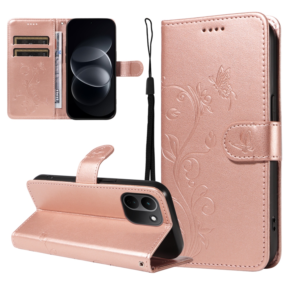Flowers knižkové púzdro na Xiaomi Redmi Note 17 Pro Max 5G - ružovozlaté