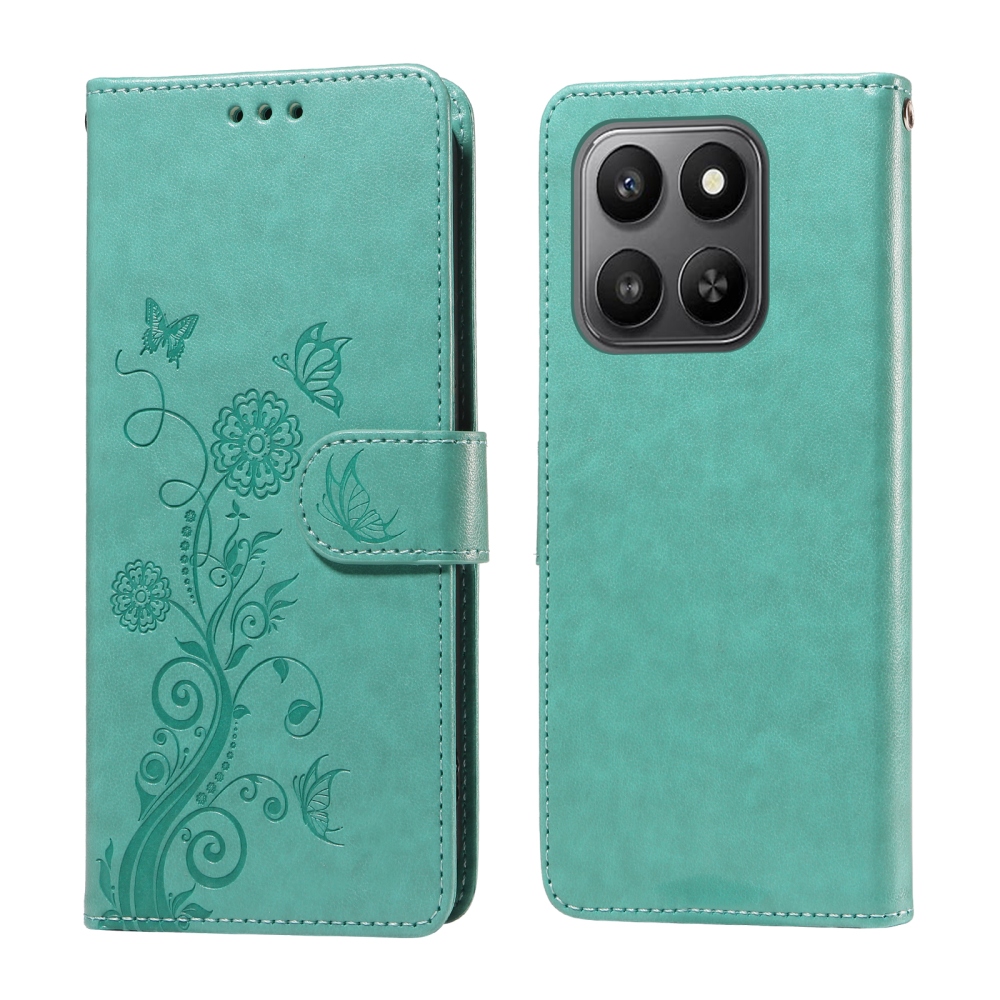 Flowery knižkové puzdro Honor 400 Smart 5G/4G/Honor X7d - modrozelené