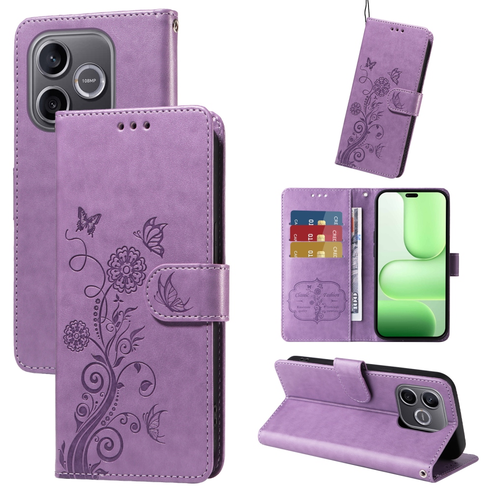 Flowery knižkové puzdro na Honor 600 Lite 5G - fialové
