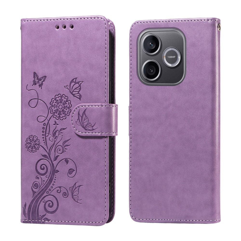 Flowery knižkové puzdro na Honor 600 Lite 5G - fialové
