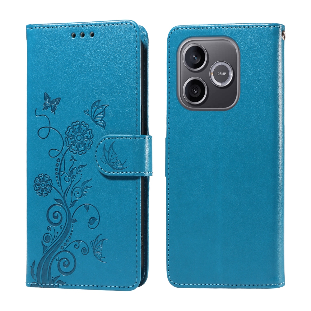 Flowery knižkové puzdro na Honor 600 Lite 5G - modré