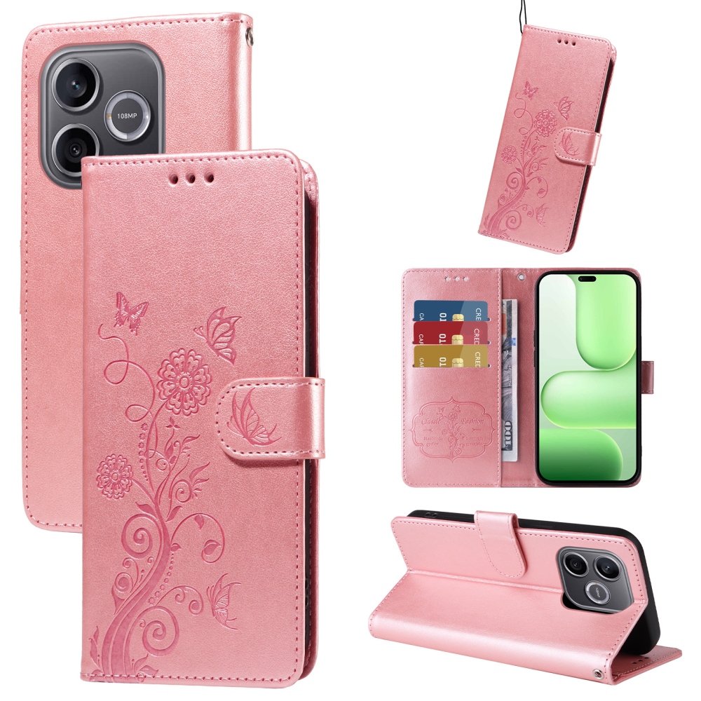 Flowery knižkové puzdro na Honor 600 Lite 5G - ružové